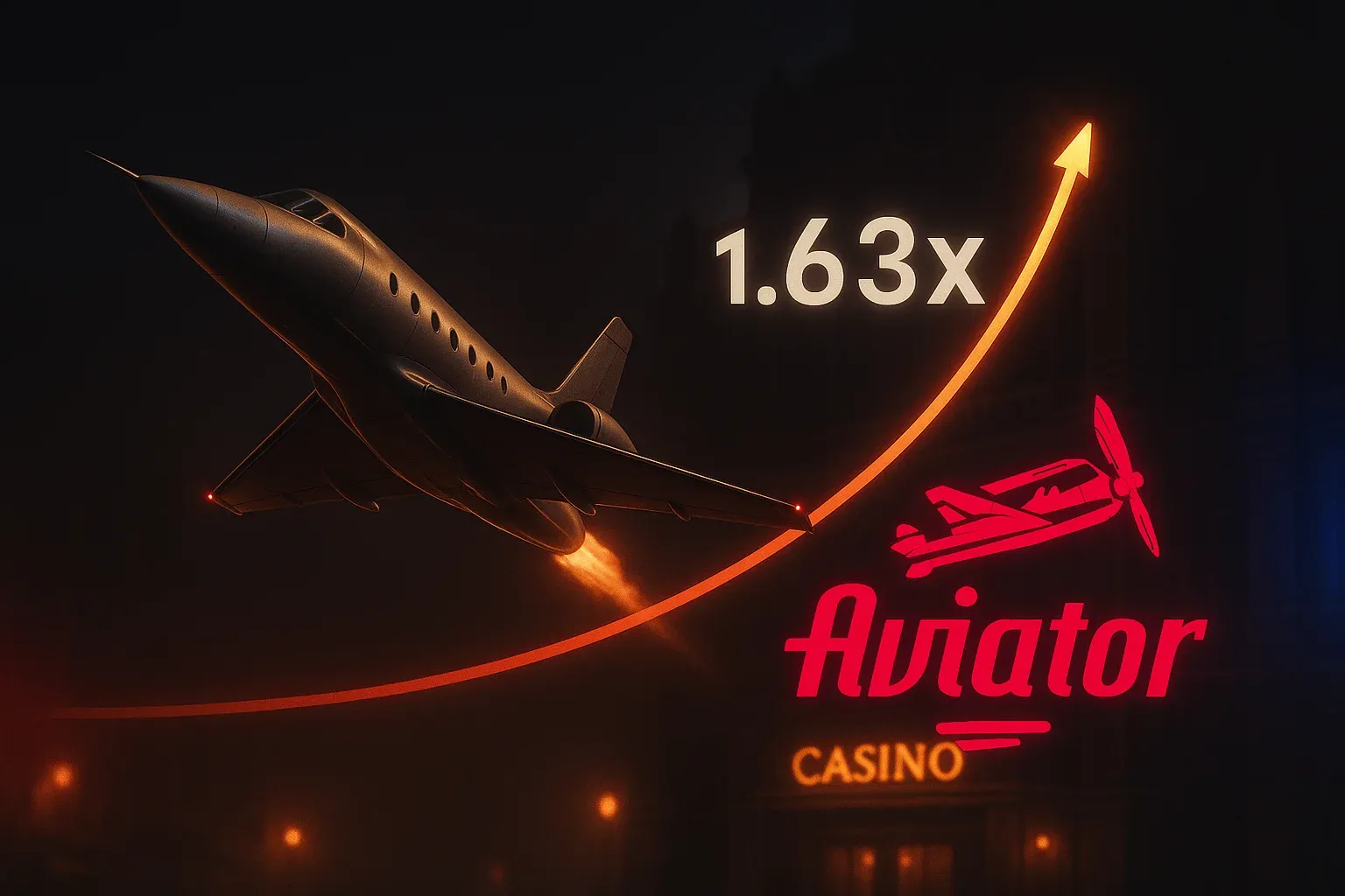 Modern aircraft soaring upward with glowing multiplier curve on UK casino background